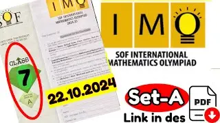 SOF Math Olympiad 2024-25 CLASS 7 set A Question Paper | SOF IMO | International Olympiad#imoclass7