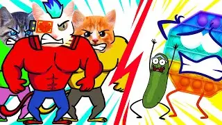 Among Us kittens and CatTik vs POP IT battle feat. PICKLE RICK | Mukbang Animation | GAMETIK