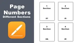 how to insert different page numbers to different Sections in Apple pages Online