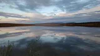 Атмосфера ночного парка. Полярные Зори,  Пинозеро (2024.06.07. 4К/60fps)