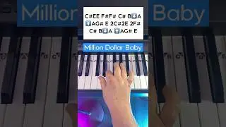 Million Dollar Baby Piano EASY Tutorial with Letters Notes 💵 #Piano #PianoTutorial #shorts