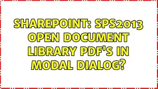 Sharepoint: SPS2013 Open document library PDFs in Modal dialog?