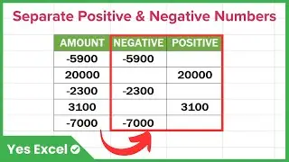 Separate Positive and Negative Numbers in Excel