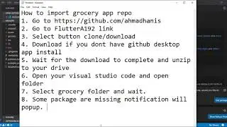 Flutter Grocery App repository import into VSC