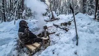 Начало строительства! Хижина в лесу. Стейк на костре!