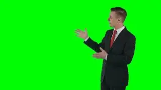 Green Screen | Chroma Key | Man in business suit standing against green screen backdrop | 4K | HD