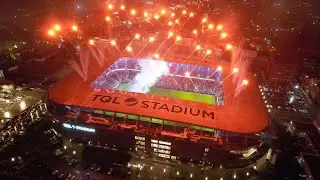 Drone View of FC Cincinnati's Pregame Pyro Show for MLS Cup Playoffs