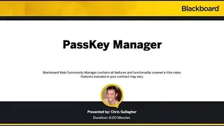 PassKey Manager in Blackboard Web Community Manager