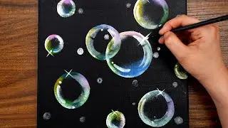 Easy Bubble🫧 Acrylic Painting With Sponge For Beginners / Step by step (1198)