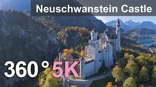 Neuschwanstein Castle, Germany. Aerial 360 video in 5K