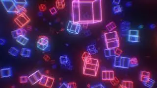 4K Ultraviolet 3D Neon Laser Cubes and Retro 80s Synthwave Glow Lights
