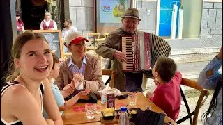 Accordionist performs Russian 