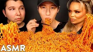 ASMR NUCLEAR FIRE NOODLES with NIKOCADO AVOCADO & TRISHA PAYTAS (No Talking) MUKBANG