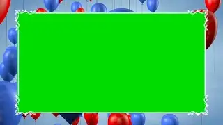 Birthday celebration background with frame-Free Green Screen