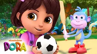 Dora and Boots Play Soccer, Baseball, & More Sports! ⚽️ 10 Minutes | Nick Jr.