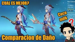 Ganyu con Prototipo LUZ de LUNA R4 vs ALAS CELESTIALES | COMPARACION de DAÑO | Genshin Impact 2.4