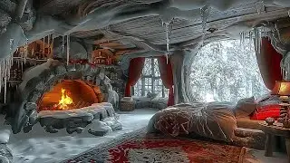 Extreme Blizzard Sounds & Cozy Fireplace for Deep Sleep - Powerful Howling Wind | White Noise