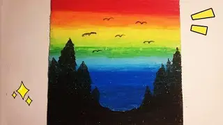 РАДУЖНЫЙ рисунок | Лес | Масляная пастель | Восковыми мелками | Как нарисовать?