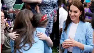 SWEET moment Princess Kate hugs little girl in tears on Windsor walkabout - Coronation Big Lunch