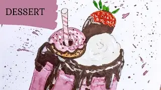 Delicious dessert. Вкусный десерт. Рисунок.