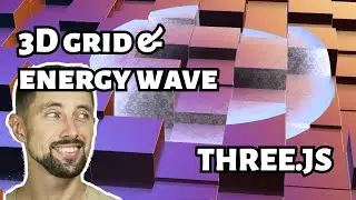 Three.js reflective grid with energy wave from crosswire.io