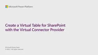 Create a Virtual Table for SharePoint with the Virtual Connector Provider