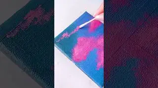 Dreamy cotton candy sky view through window #painting #art #shorts
