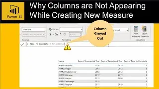 Power BI - Why columns are not appearing while creating new measure