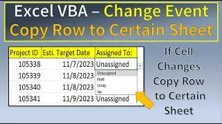 Excel VBA Change Event Copy Row to Another Sheet