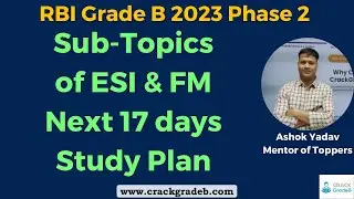 Next 17 days Topic Wise Study Plan for RBI Grade B Phase 2