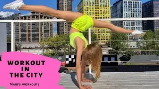 Fitness motivation 2020. Workout in the city. Mari Kruchkova. Fitness girl.