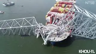 Baltimore bridge collapse: NTSB releases drone video over Francis Scott Key Bridge