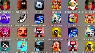 Ice Scream 8,Grimace Monster,Scary Child,Poppy Playtime Chapter 3,Garten Of Banban 4,Mr Meat,Roblox