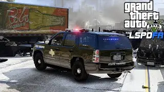 Vehicle Rollover Officer Down - Texas State Trooper - GTA 5 Mod LSPDFR -