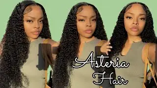 Best Fluffy Curly Hair For Vacation ! | Pre Plucked Frontal Wig Install FT Asteria Hair | Sam I am