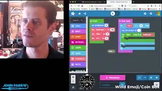 JOHN PARKS WORKSHOP LIVE 1/11/18 Wind Blow Emoji/Coin Box@adafruit @johnedgarpark #adafruit