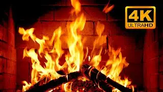 FIREPLACE 4K 🔥 Cozy Fire Background (12 HOURS). Fireplace video with Burning Logs & Fire Sounds
