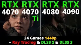 RTX 4070 vs RTX 4070 Ti vs RTX 4080 vs RTX 4090 - 24 Games 1440p + Ray Tracing + DLSS 2 & DLSS 3