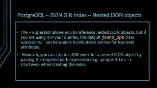 PostgreSQL JSON Indexing