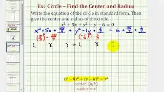 Ex 2: Write General Equation of a Circle in Standard Form (Fractions)