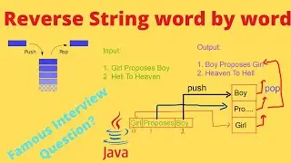 Reverse string word by word in java (using stack with examples)