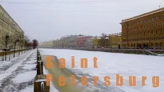 🇷🇺 4K Saint-Petersburg. A walk through the city center in a snowstorm.