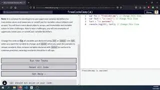 Day 10 Jan13- Freecodecamp Declaring a read only variable with const keyword