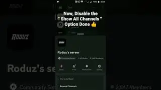 How to disable Show All Channels of a Server in Discord Mobile #roduz #discord #howto #how #channel