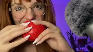 ASMR - Huge fake strawberry eating sounds ( pretending to eat)