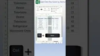 Shortcut Key for Selecting Entire Row  or Column in Excel