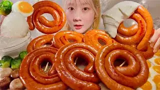 ASMR Sausage Coils【Mukbang/ Eating Sounds】【English subtitles】
