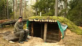 Get Back to Nature: Building an Earth Shelter in the Woods| Moss Roof | Bushcraft | Off Grid Shelter