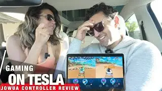 GAMING on Tesla Model Y | Multiplayer BF vs GF Jowua Gamepad REVIEW