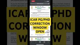 ICAR PG PHD APPLICATION FORM CORRECTION WINDOW OPEN @ official update